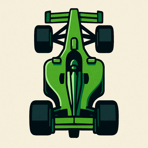 Green F1 from a bird's eye view..
In-Game asset.  2d.  High contrast.  No shadows