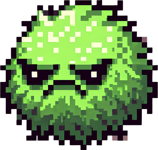pixel art of a floating grinch monster . Single Game Texture. In-Game asset. 2d. Blank background. High contrast. No shadows.