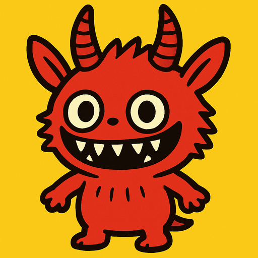 Red Labubu.
In-Game asset.  2d.  High contrast.  No shadows