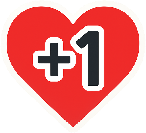 1+ up heart icon.
In-Game asset.  2d.  High contrast.  No shadows