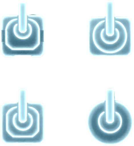 2x2 Sprite Sheet of a turret made of white glow.
single barrel
Seen from above.