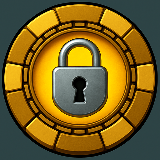 Change the image of the shield into the center to a steel padlock with a keyhole on it. Change the background color in the center to yellow.