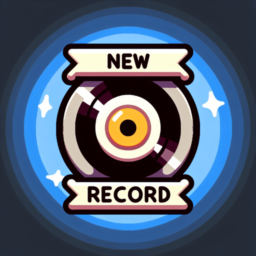 text: New Record!
Single Game Texture.  In-Game asset.  2d.  Blank background.  High contrast.  No shadows
