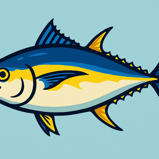 horizontal image sea ​​tuna.
In-Game asset.  2d.  High contrast.  No shadows