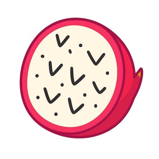 Dragon fruit. dont realistic. No background. Transparent background. Blank background. No shadows. 2d. In-Game asset. flat