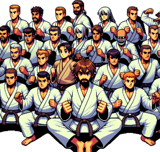 A Karate Background.
Single Game Texture. In-Game asset. 2d. Blank background. High contrast. No shadows.
