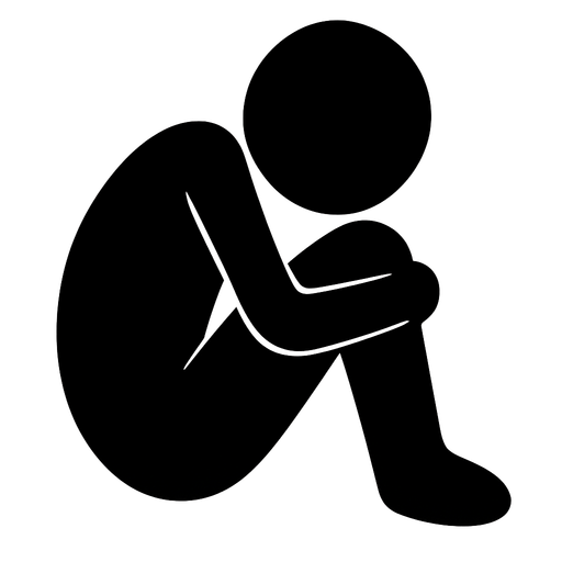 Stickman delgado en posición fetal y que este todo relleno de negro