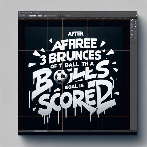 Граффити с текстом "after three bounces of the ball, a goal is scored".
Single Game Texture. In-Game asset. 2d. Blank background. High contrast. No shadows.