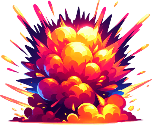 explosion.
Single Game Texture. In-Game asset. 2d. Blank background. High contrast. No shadows.
