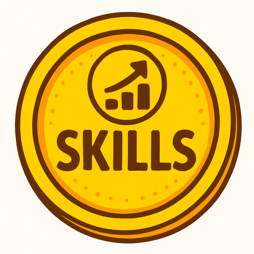 Skills coin.
In-Game asset.  2d.  High contrast.  No shadows