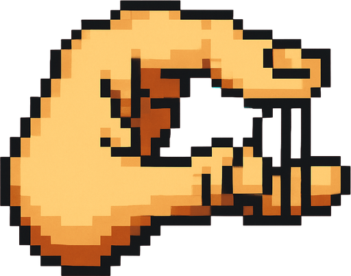 Finger to play guitar pixel art 2d without guitar.
In-Game asset.  2d.  High contrast.  No shadows