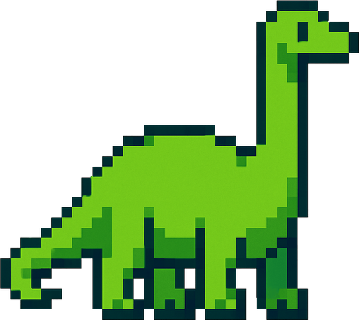 Brontosaurus pixel.
In-Game asset.  2d.  High contrast.  No shadows