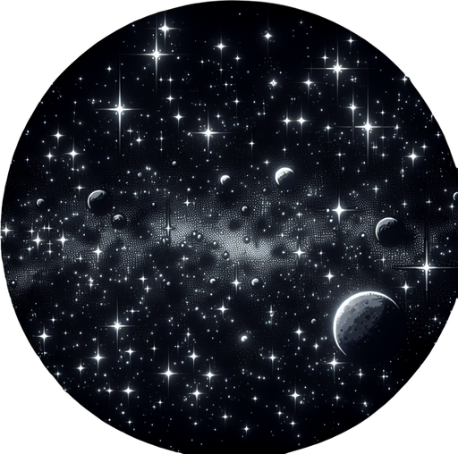 deep dark space with stars and very few planets.
Single Game Texture. In-Game asset. 2d. Blank background. High contrast. No shadows.