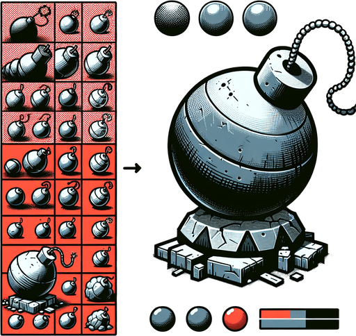 Warcraft 3 art of a bomb..
Single Game Texture. In-Game asset. 2d. Blank background. High contrast. No shadows.