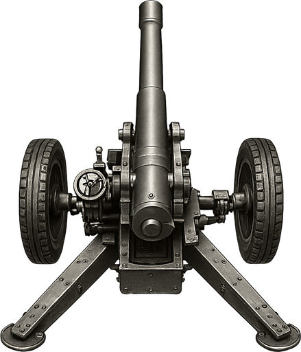 military, cannon, top view. realistic silver color..
In-Game asset.  2d.  High contrast.  No shadows