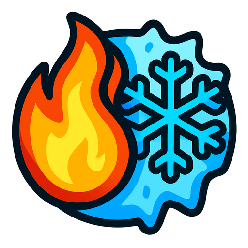 A Fire and Freeze Super Power 2D.
In-Game asset.  2d.  High contrast.  No shadows