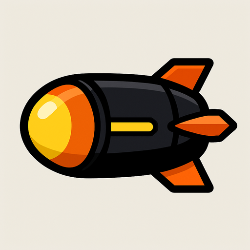 jetpack joyride style missile, horizontally facing left.
In-Game asset.  2d.  High contrast.  No shadows