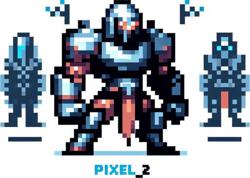 Enemy pixel_2 more strong..
Single Game Texture. In-Game asset. 2d. Blank background. High contrast. No shadows.