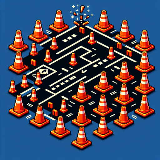 Neon orange cones (80px tall) in zigzag patterns

Behavior:

Knocked over with satisfying clatter sound

Perfect center-jump makes them explode into confetti

Pattern: Groups of 3-5 with varying spacing.
Single Game Texture.  In-Game asset.  2d.  Blank background.  High contrast.  No shadows