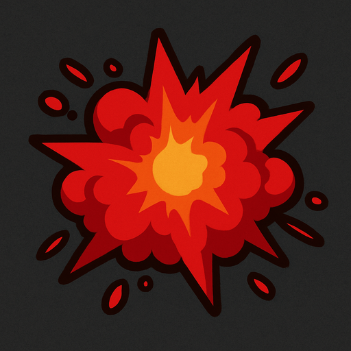 red explosion.
In-Game asset.  2d.  High contrast.  No shadows