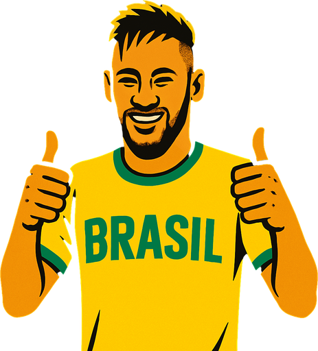 brasil tshirt neymar is making thumbsup.
In-Game asset.  2d.  High contrast.  No shadows