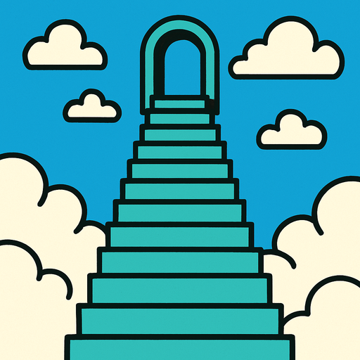 escaleras al cielo.
In-Game asset.  2d.  High contrast.  No shadows