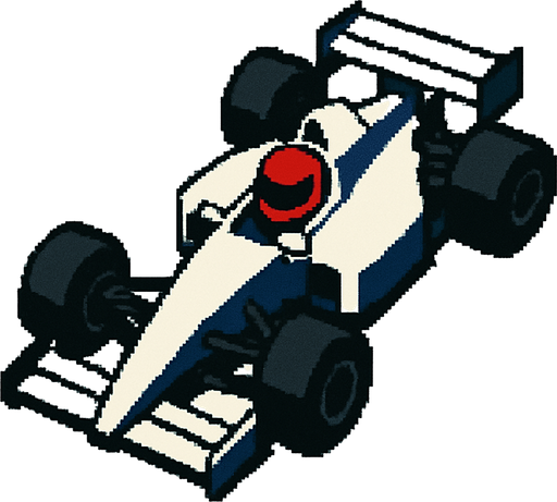 Formula1 car, seen from behind diagonal

Top-down, gta2, Single Game Texture. In-Game asset. 2d. Blank background. High contrast. No shadows.isometric

there is red helmet driver in the cockpit
