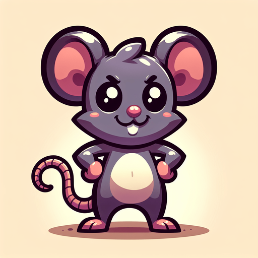 evil little mouse with strong legs, cartoon Single Game Texture. In-Game asset. 2d. Blank background. High contrast. No shadows.