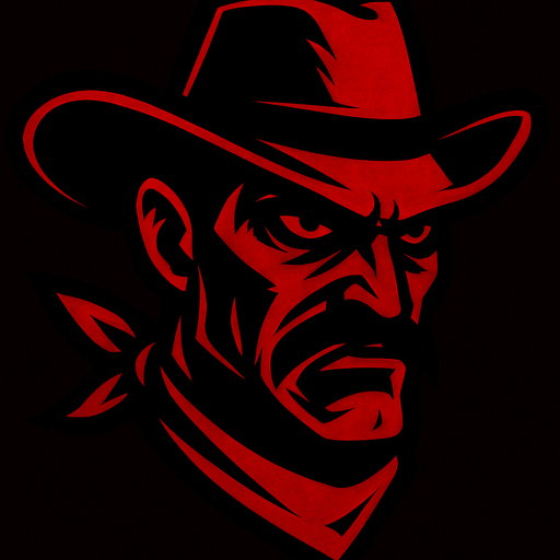 2d edgy red themed hostile cowboy character head
