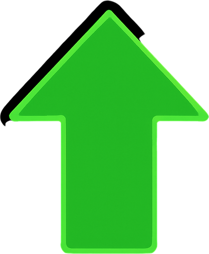 Yukarı yükseltme oku yeşil.
In-Game asset.  2d.  High contrast.  No shadows