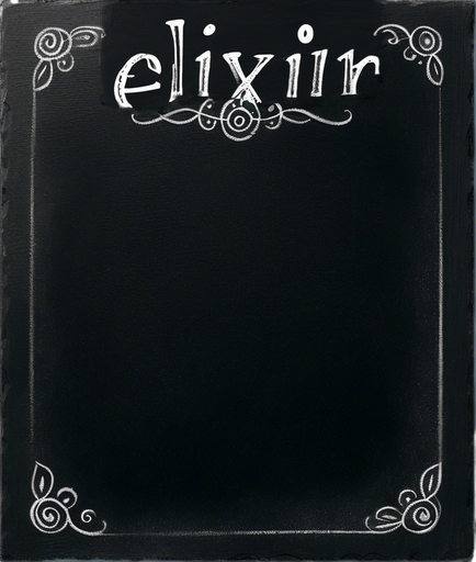 Word "ELIXIR" written in chalk. centered