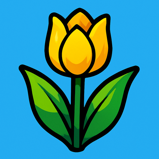 Yellow Tulip.
In-Game asset.  2d.  High contrast.  No shadows