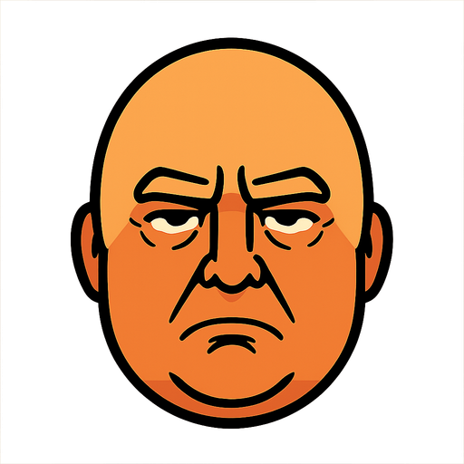 Trump face oval no hair.
In-Game asset.  2d.  High contrast.  No shadows
