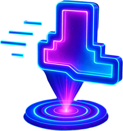 Neon cyberpunk hologram foot icon 3d projection