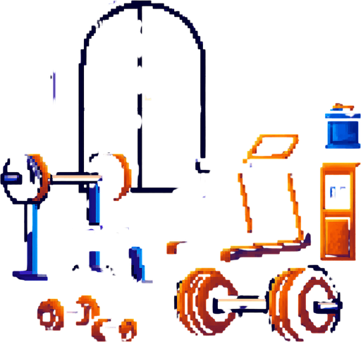 pixel tarzda ay ışığı temalı bir gym salonu çiz.
In-Game asset.  2d.  High contrast.  No shadows. pixel gym salonu