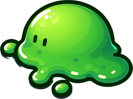 Un slime verde RPG con estilo suave y simple.
Single Game Texture.  In-Game asset.  2d.  Blank background.  High contrast.  No shadows