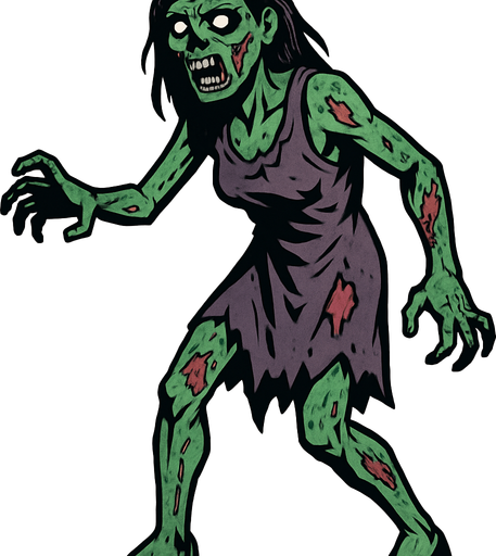 kadın zombi.
In-Game asset.  2d.  High contrast.  No shadows