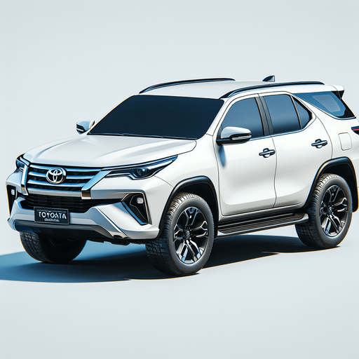 Toyota fortunar in white colour and full realistic.
Single Game Texture. In-Game asset. 2d. Blank background. High contrast. No shadows.