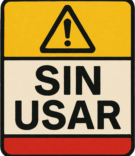 Advertencia que dice: "Sin usar"
