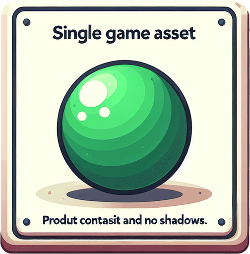 Ball for pop game plain green.
Single Game Texture. In-Game asset. 2d. Blank background. High contrast. No shadows.