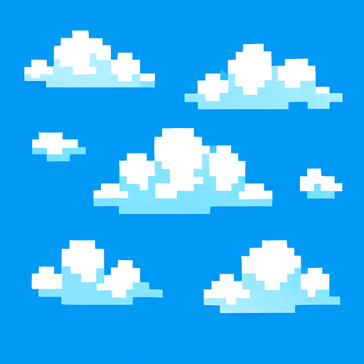 background pixel art cielo azul.
In-Game asset.  2d.  High contrast.  No shadows