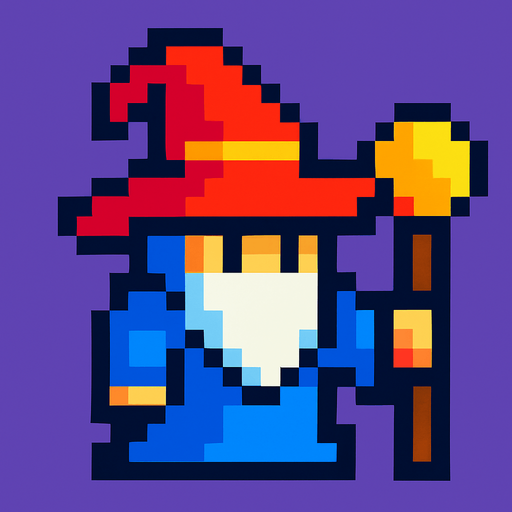 mago pixel art
In-Game asset.  2d.  High contrast.  No shadows