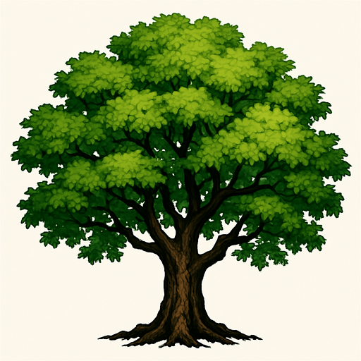 A realistic tree.
In-Game asset.  2d.  High contrast.  No shadows