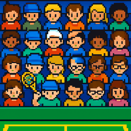 pixelart tennis audience, looking down.
In-Game asset.  2d.  High contrast.  No shadows