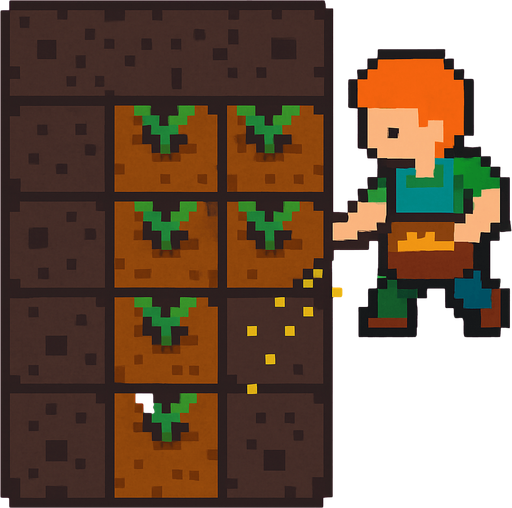 Seeding 2d pixilated topdown.
In-Game asset.  2d.  High contrast.  No shadows