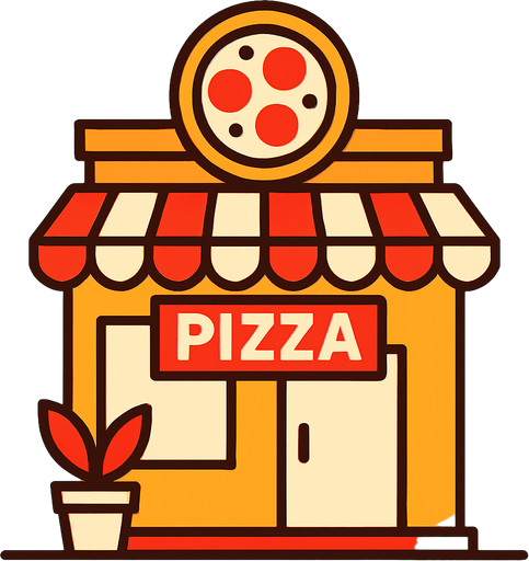 pizza store.
In-Game asset.  2d.  High contrast.  No shadows