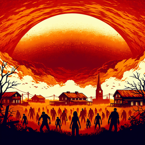 Orange coved sky for the zombie infested town.
Single Game Texture. In-Game asset. 2d. Blank background. High contrast. No shadows.