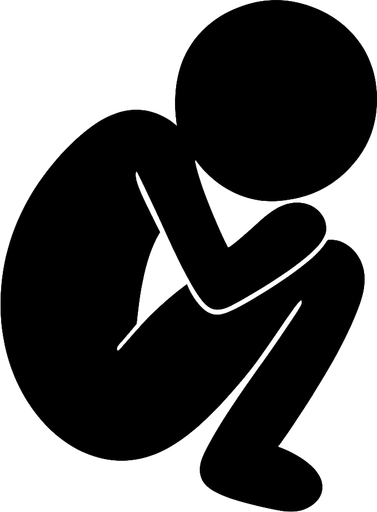 Stickman delgado en posición fetal y que este todo relleno de negro