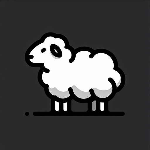 sheep.
Single Game Texture.  In-Game asset.  2d.  Blank background.  High contrast.  No shadows