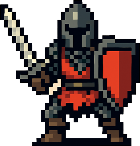 orta çağ düşman pixel art.
In-Game asset.  2d.  High contrast.  No shadows